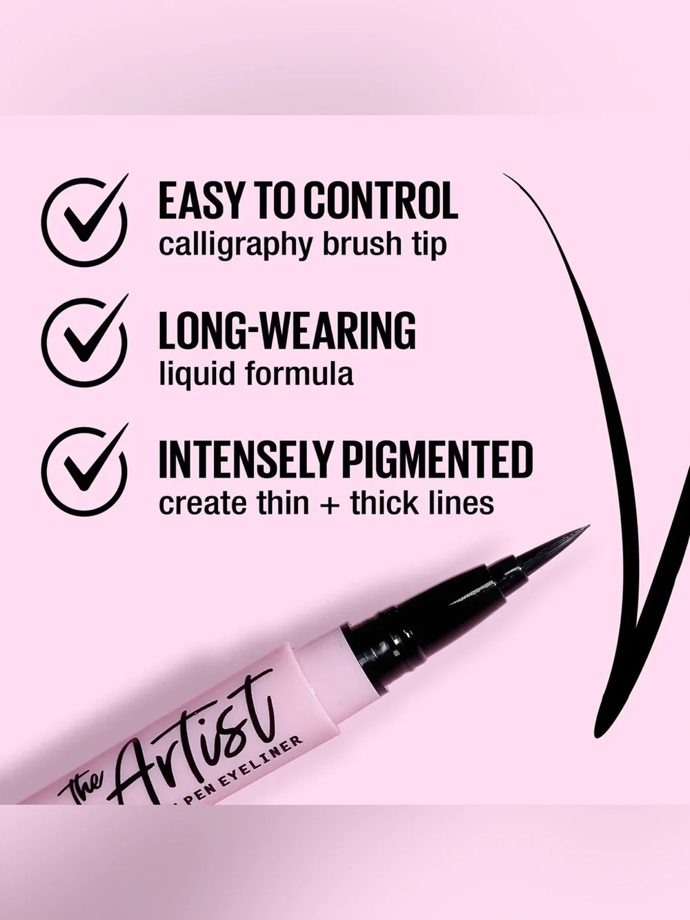 L.A. Girl The Artist Brush Pen Eyeliner - Inky Black, NEW